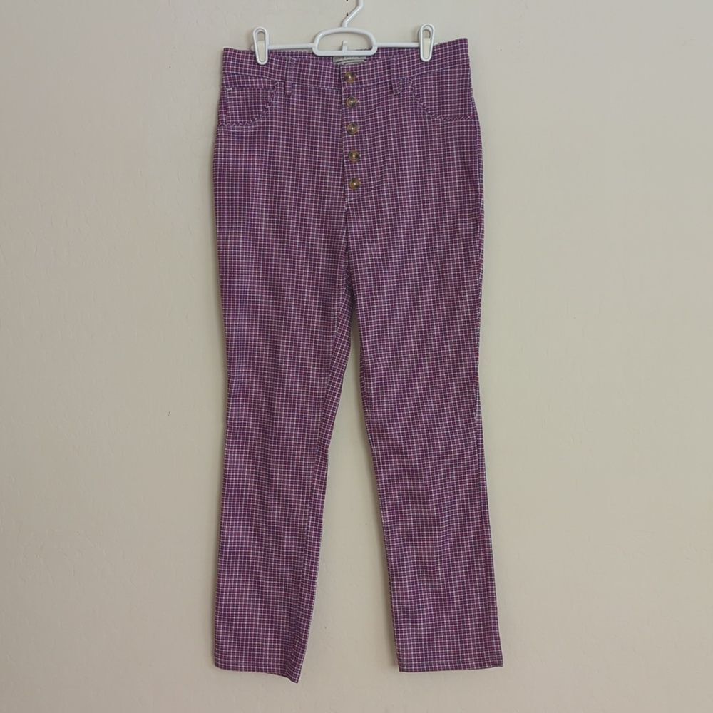 Urban Outfitters 70s Style Purple Plaid Polyester Pants - Size 10